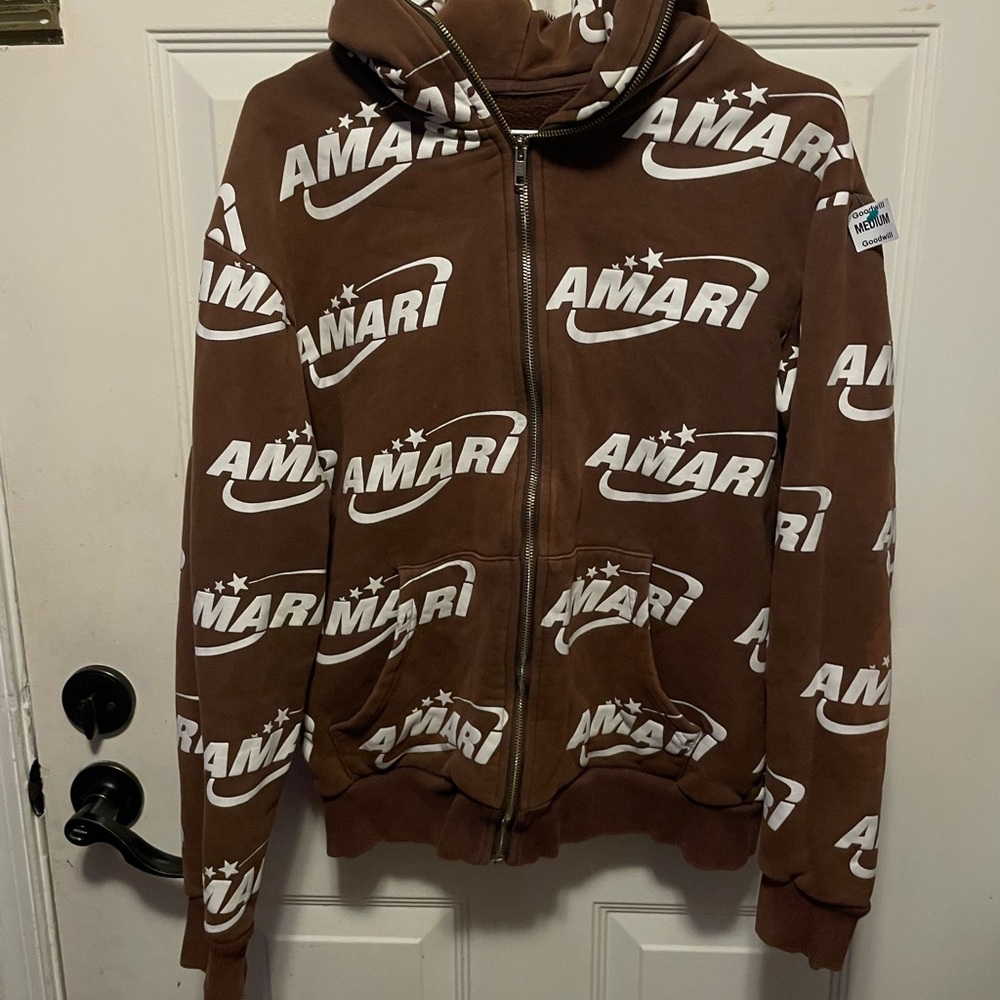 AMARI star Brown Hoodie with Zip-Up